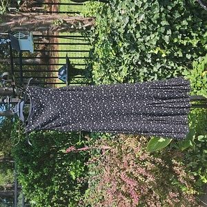 Chaps Black with White Polka Dots Dress